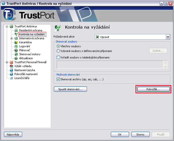 TrustPort zadanie licencie - spusteny sprievodca