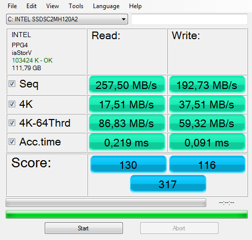 Intel 510 Serie SSD 120GB - AS SSD Benchmark